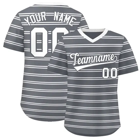 Dark Gray White Horizontal Stripe Pullover Baseball Jersey