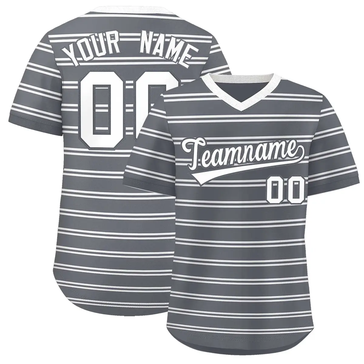 Dark Gray White Horizontal Stripe Pullover Baseball Jersey