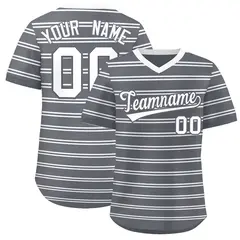 Dark Gray White Horizontal Stripe Pullover Baseball Jersey 1