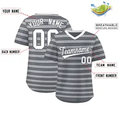 Dark Gray White Horizontal Stripe Pullover Baseball Jersey 2