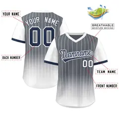 Dark Gray White-Navy Gradient Pinstripe Baseball Jersey 2
