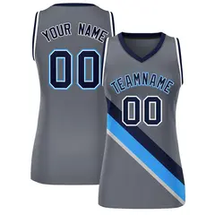 Dark Gray White-Navy Thick Slash Mesh Basketball Jersey