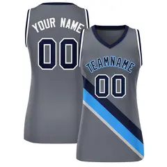 Dark Gray White-Navy Thick Slash Mesh Basketball Jersey
