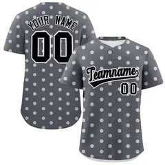 Dark Gray White Polka Dot Graffiti Authentic Baseball Jersey