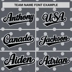 Dark Gray White Polka Dot Graffiti Authentic Baseball Jersey 3