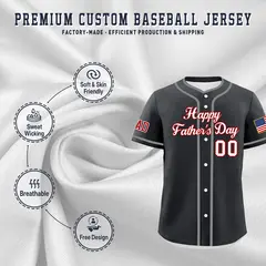 Dark Gray White Red Father's Day Classic Baseball Jersey 3
