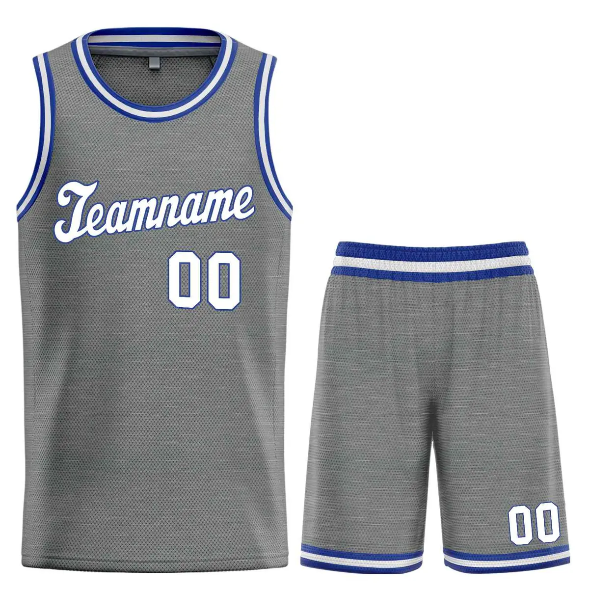 Dark Gray White-Royal Classic Basketball Uniform Jersey