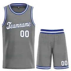 Dark Gray White-Royal Classic Basketball Uniform Jersey