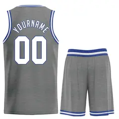 Dark Gray White-Royal Classic Basketball Uniform Jersey 2
