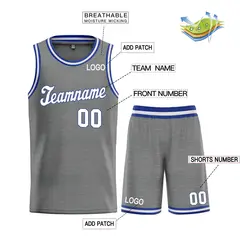 Dark Gray White-Royal Classic Basketball Uniform Jersey 3