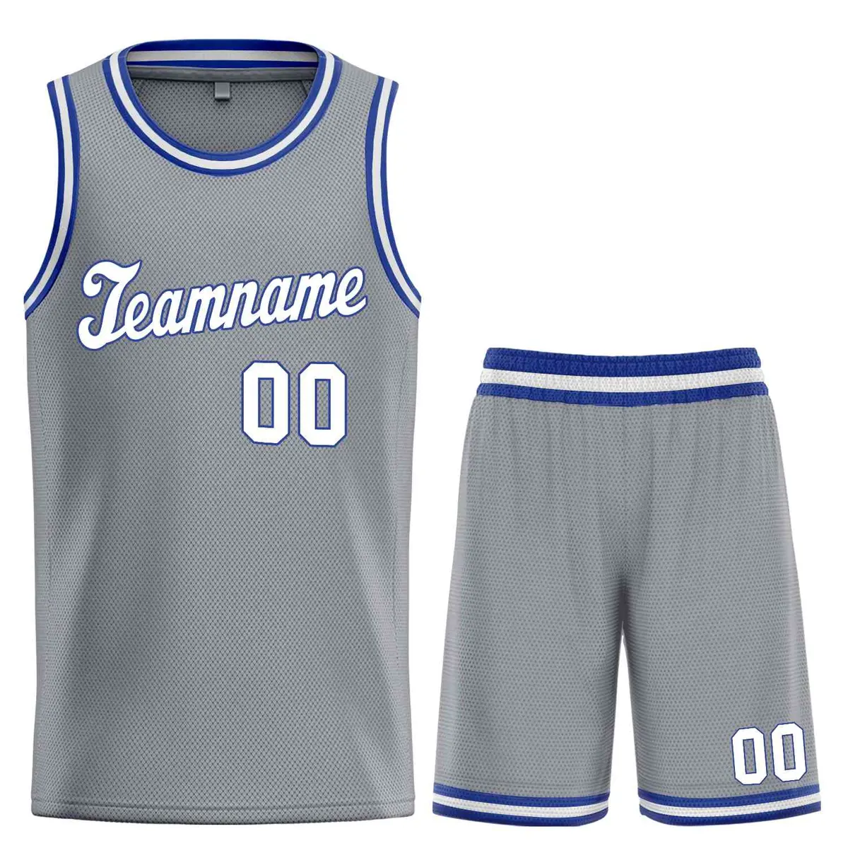 Dark Gray White-Royal Classic Basketball Uniform Jersey