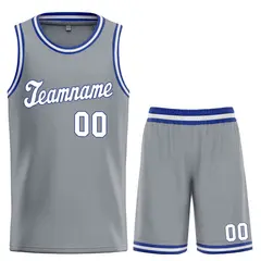 Dark Gray White-Royal Classic Basketball Uniform Jersey 1