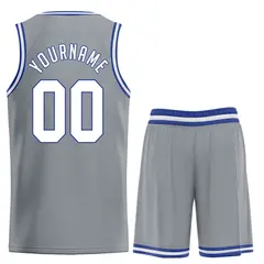 Dark Gray White-Royal Classic Basketball Uniform Jersey 2