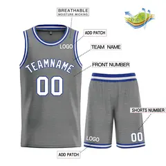Dark Gray White-Royal Classic Bull Sets Basketball Jersey 3