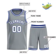 Dark Gray White-Royal Classic Bull Sets Basketball Jersey 3