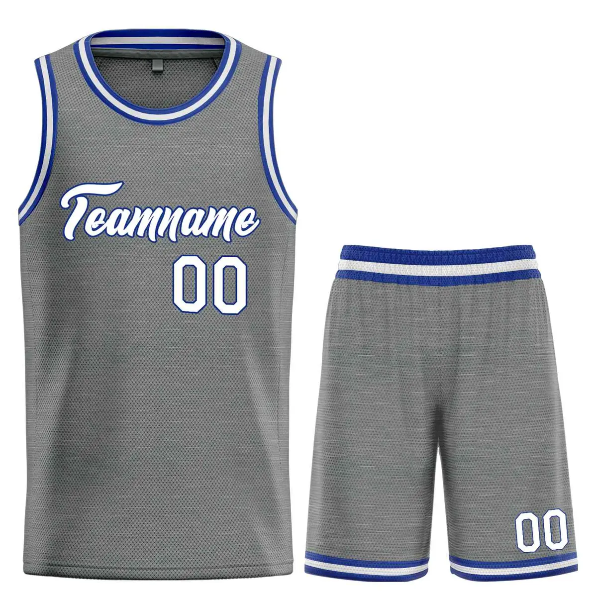 Dark Gray White-Royal Heal Basketball Jersey Uniform Set