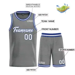 Dark Gray White-Royal Heal Basketball Jersey Uniform Set 3