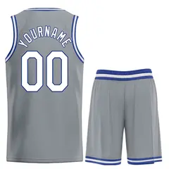 Dark Gray White-Royal Heal Basketball Jersey Uniform Set 2