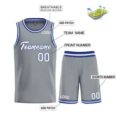 Dark Gray White-Royal Heal Basketball Jersey Uniform Set 3