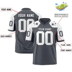 Dark Gray White Shoulder Star Pattern Flag Football Jersey 2