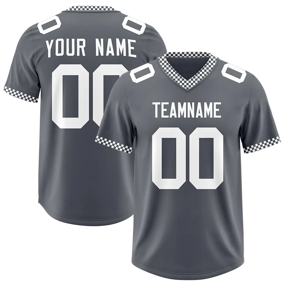 Dark Gray White Square Neckline Football Jersey