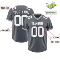 Dark Gray White Square Neckline Football Jersey 2