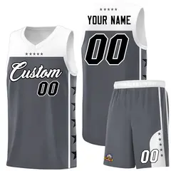 Dark Gray White Star Pattern Basketball Jersey 1