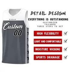 Dark Gray White Star Pattern Basketball Jersey 2