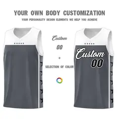 Dark Gray White Star Pattern Basketball Jersey 3