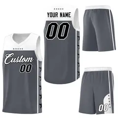 Dark Gray White Star Pattern Basketball Jersey 6