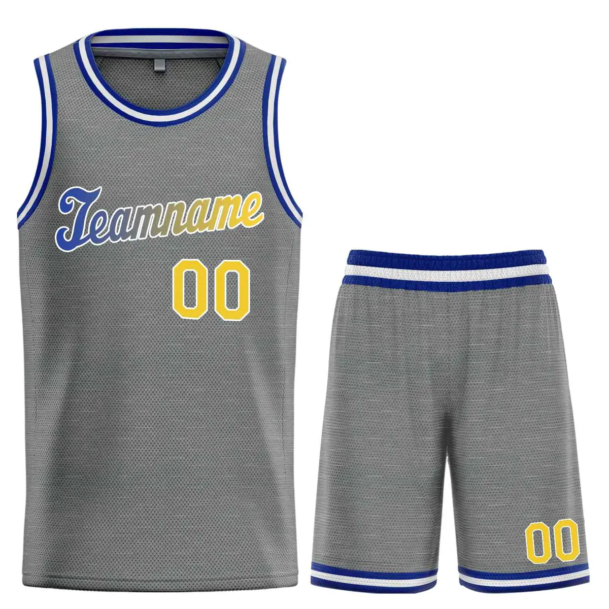 Dark Gray Yellow-White Classic Basketball Uniform Jersey