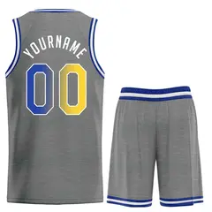Dark Gray Yellow-White Classic Basketball Uniform Jersey 2