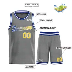 Dark Gray Yellow-White Classic Basketball Uniform Jersey 3