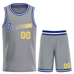 Dark Gray Yellow-White Classic Basketball Uniform Jersey