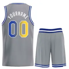 Dark Gray Yellow-White Classic Basketball Uniform Jersey 2