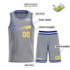 Dark Gray Yellow-White Classic Basketball Uniform Jersey 3