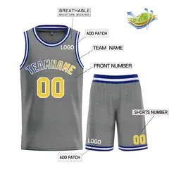Dark Gray Yellow-White Classic Bull Sets Basketball Jersey 3