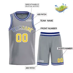 Dark Gray Yellow-White Classic Bull Sets Basketball Jersey 3