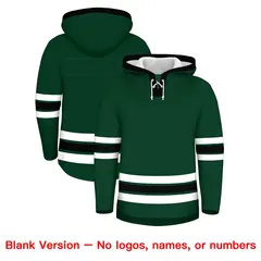 Dark Green Black Lace-Up Neck Classic Hockey Hoodie 7
