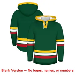 Dark Green Gold Lace-Up Neck Hockey Hoodie Classic Style 7