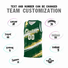 Dark Green Old Gold White Reversible Basketball Jersey Stellar Strike 2