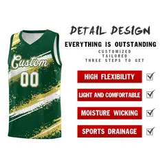 Dark Green Old Gold White Reversible Basketball Jersey Stellar Strike 3