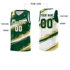 Dark Green Old Gold White Reversible Basketball Jersey Stellar Strike 4