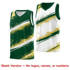 Dark Green Old Gold White Reversible Basketball Jersey Stellar Strike 7