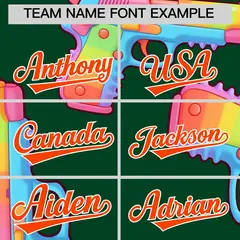 Dark Green Orange Sugar-Coated Firepower Graffiti Baseball Jersey 5