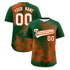 Dark Green Orange White Skeleton Graffiti Baseball Jersey 1