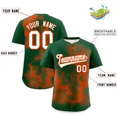 Dark Green Orange White Skeleton Graffiti Baseball Jersey 2