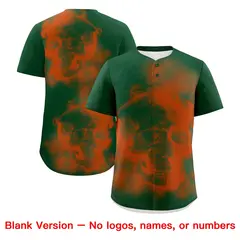Dark Green Orange White Skeleton Graffiti Baseball Jersey 8