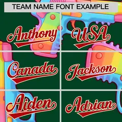 Dark Green Red Sugar-Coated Firepower Graffiti Baseball Jersey 5