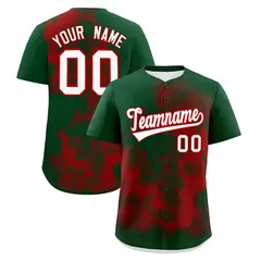 Dark Green Red White Skeleton Graffiti Baseball Jersey 1